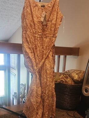 Lane Bryant Sleeveless Paisley Maxi Dress in Tan and Brown